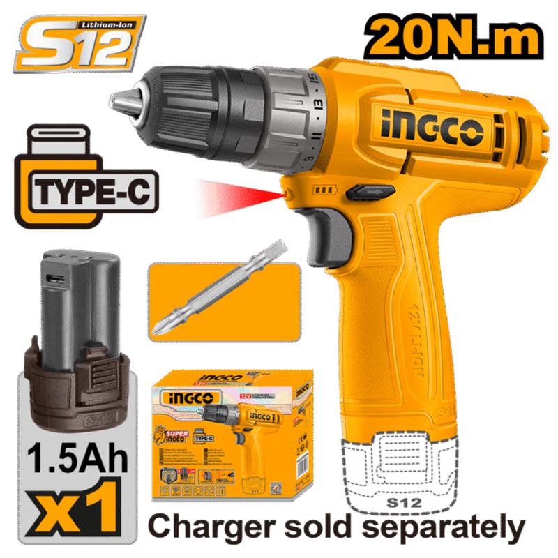 CDLI12456 (Cordless drill 12V 20Nm + Battery  C10)