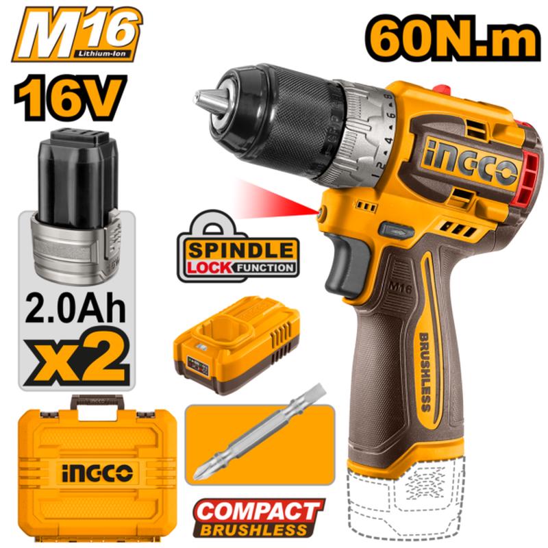 CDLI16682 (Compact brushless cordless drill 16V 60Nm + 2 Battery  P1C5)