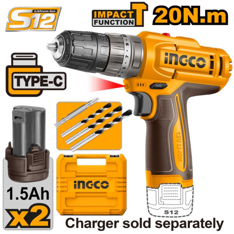 CIDLI12206 (Cordless impact drill 12V 20Nm + 2 battery  C5)