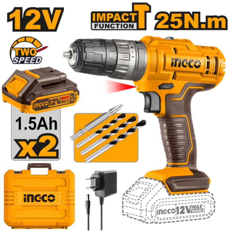 CIDLI1228 (Lithium-Ion impact drill 12V + 2 Battery & Charger  C5)