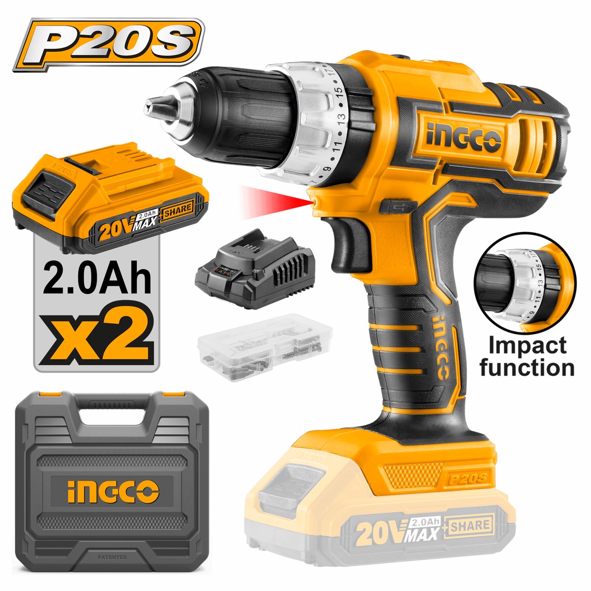 Ingco CIDLI20031 – 20V 1900rpm Cordless Drill Cordless Power Tools