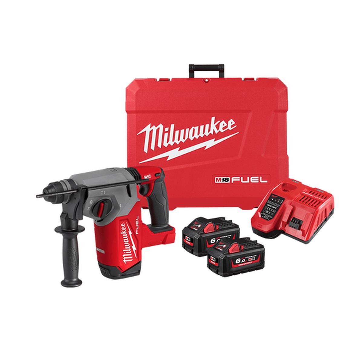 Milwaukee - M18 FUEL 26mm SDS Plus Rotary Hammer Kit (2 x 6.0Ah - Case) | M18FH-602C