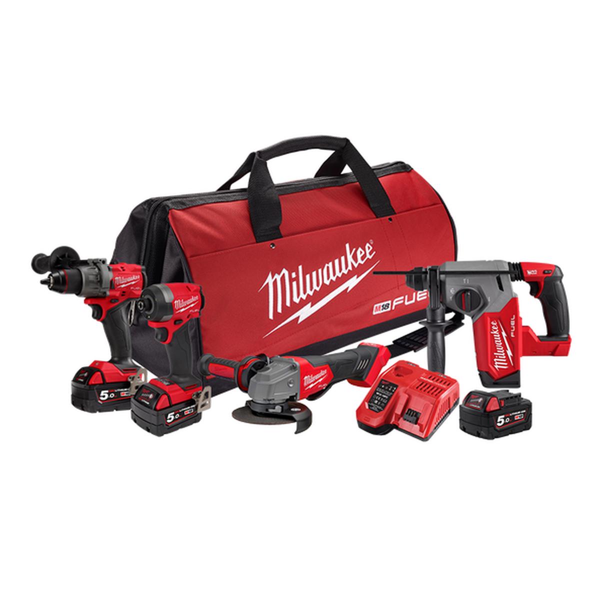 Milwaukee – M18 FUEL 4 Piece Power Pack 4A3 (M18fpd3 – M18FID3 – M18FAG125XPD – M18FH) | M18FPP4A3503B
