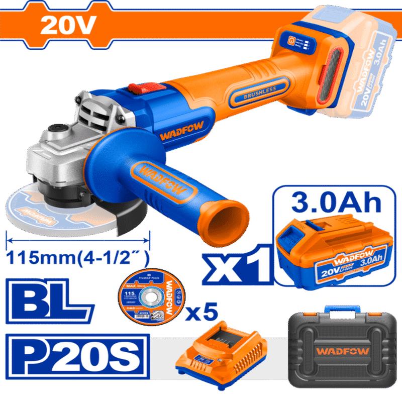WLAP522 (Wadfow Cordless angle grinder 20V 4.5 + 1 Battery  P1C4)
