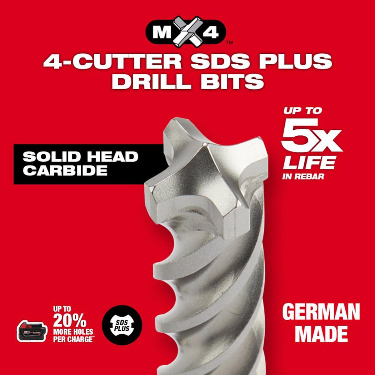 Milwaukee MX4 48-20-7246 Hammer Drill Bit, 1 in Dia, 18 in OAL, Spiral Flute, 4-Flute, SDS-Plus Shank