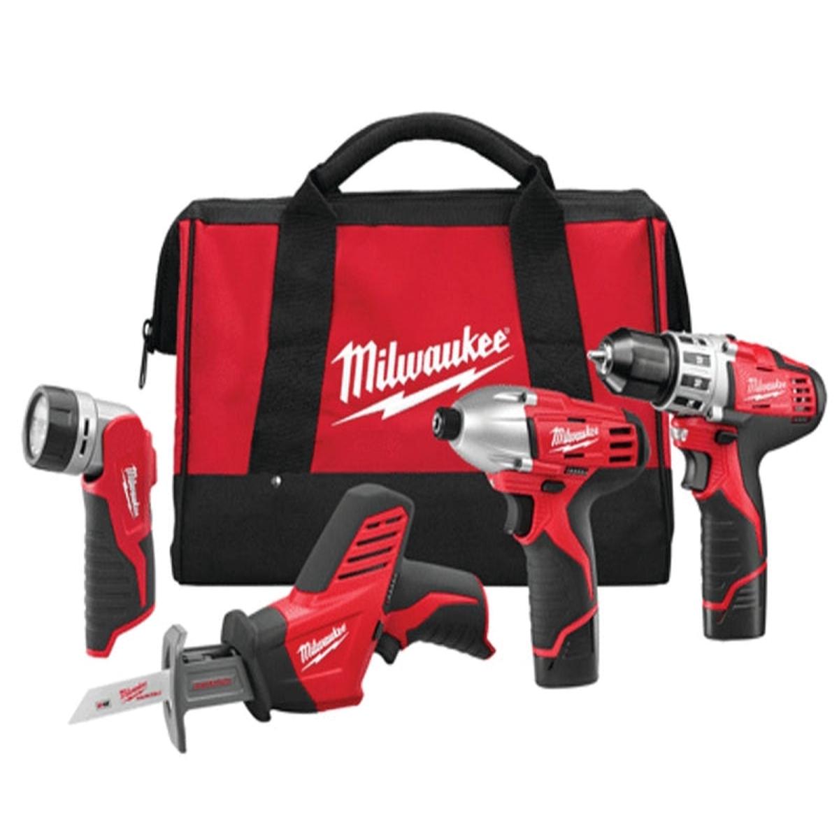 Milwaukee 2498-24 Series Combination Tool Kit, Includes: (2) Belt Clip, Battery Included, 1.5 Ah, 12 V, Lithium-Ion