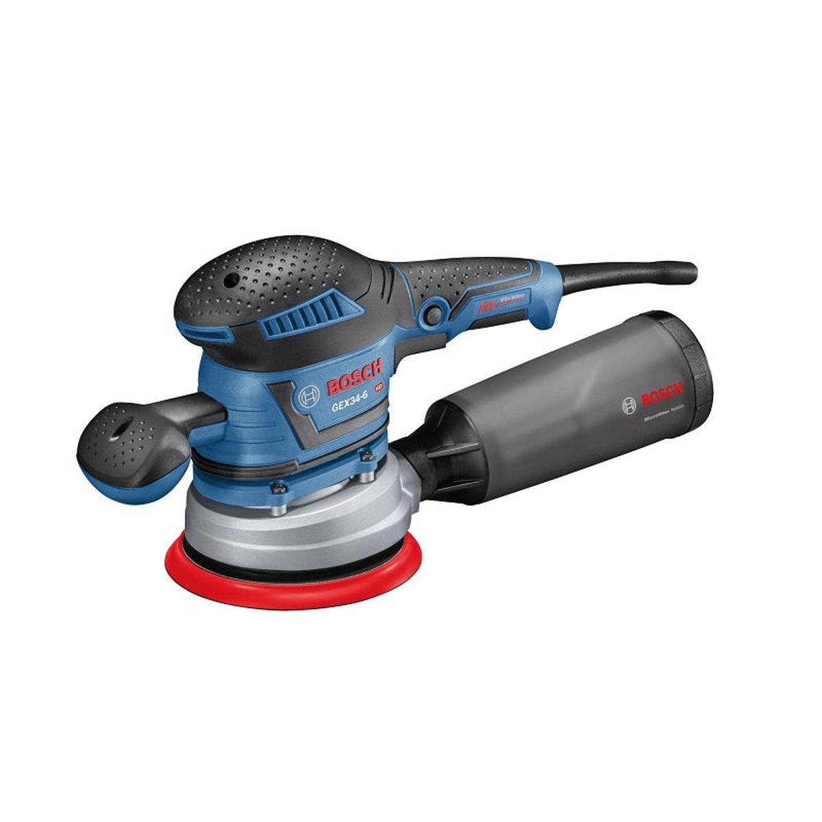 Bosch GEX34-6N Random Orbit Sander/Polisher, 3.3 A, 5/32 in Spindle, 6 in Pad/Disc, Dual-Bearing Pad/Disc