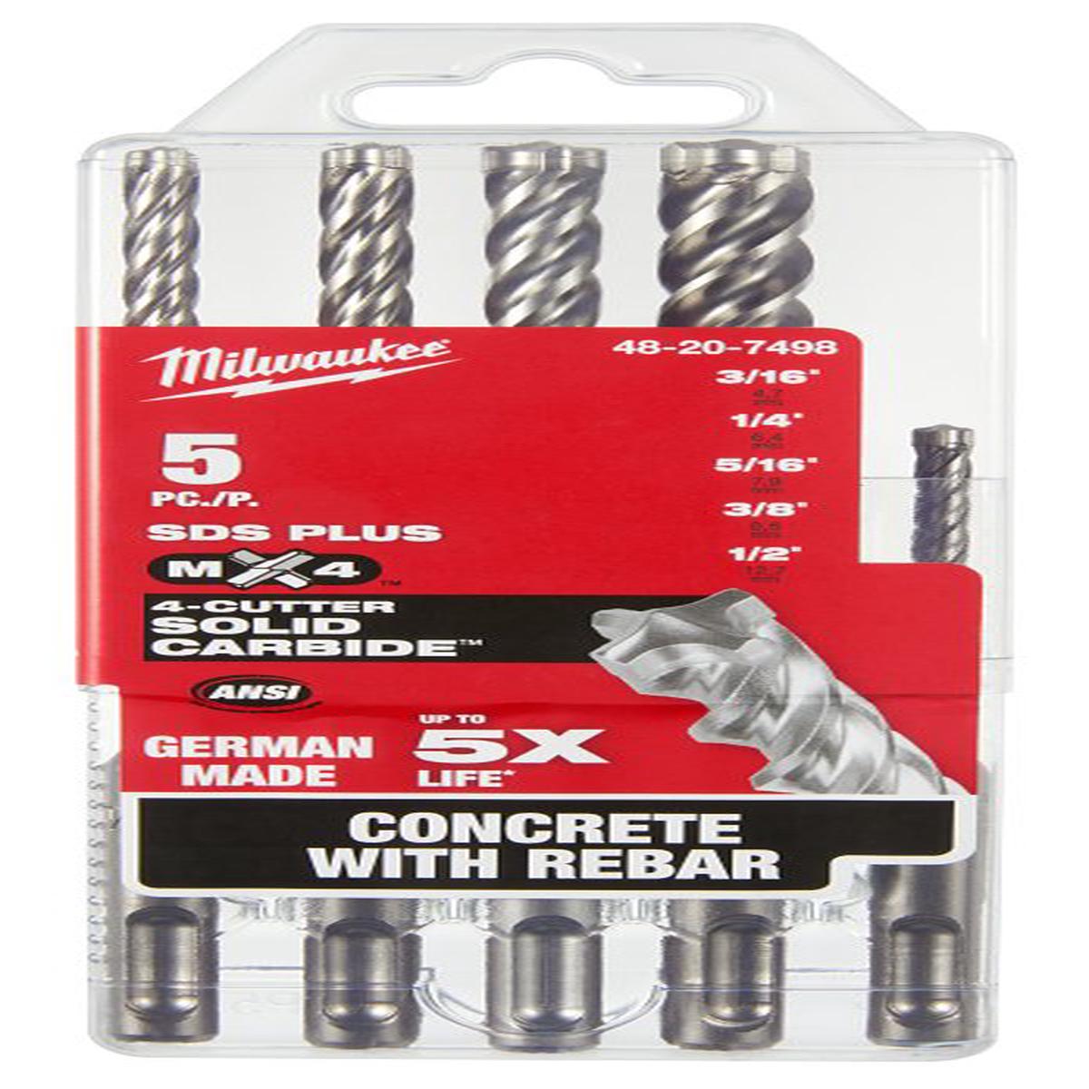Milwaukee M/2 MX4 48-20-7498 Drill Bit Set, 5-Piece, Carbide/Steel