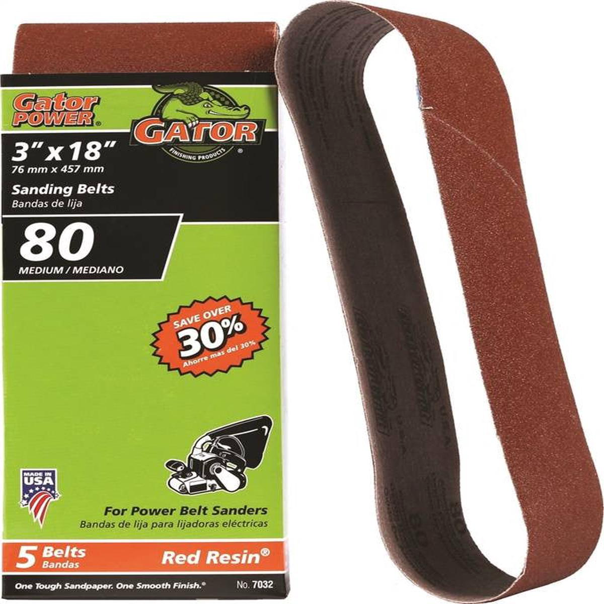 3×18 80grit Alum Ox Belt 5pk