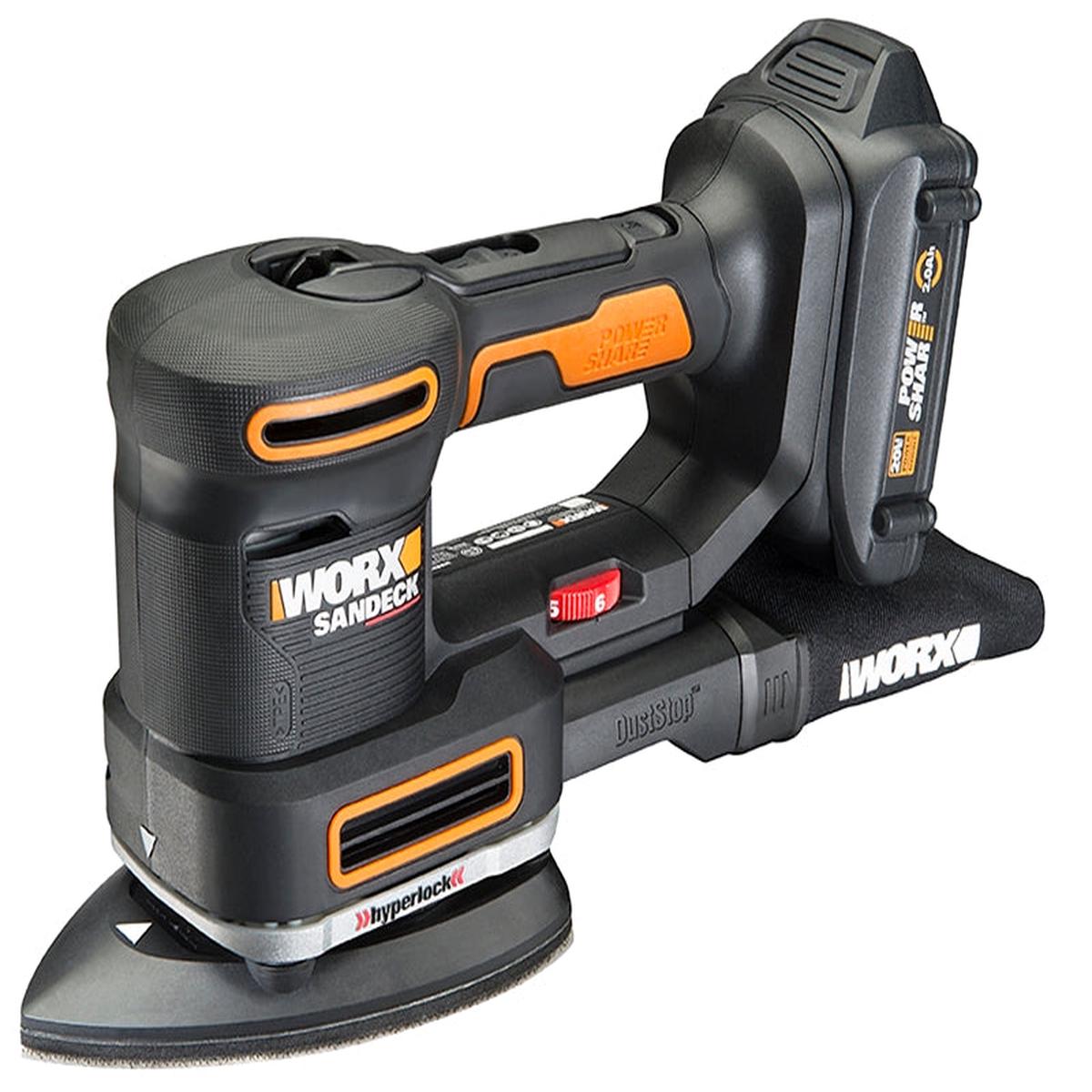Worx WX820L 5-in-1 Multi-Sander, Battery Included, 20 V