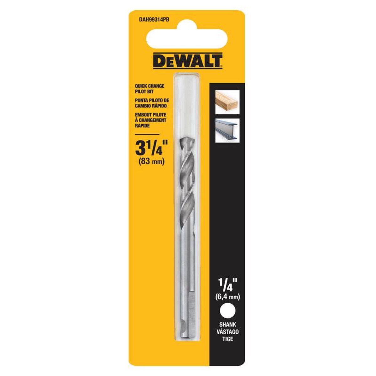 DeWalt DAH99314PB Hole Saw Pilot Bit 3-14 inches