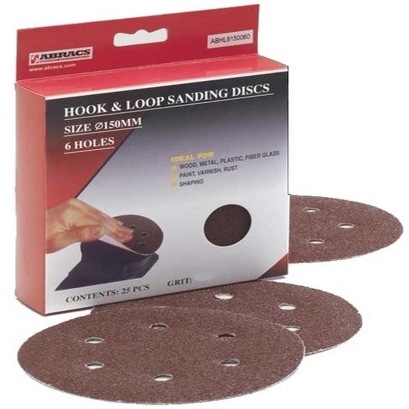 Abracs 6 Hole Hook & Loop Disc 150mm x 40g - Pack of 25