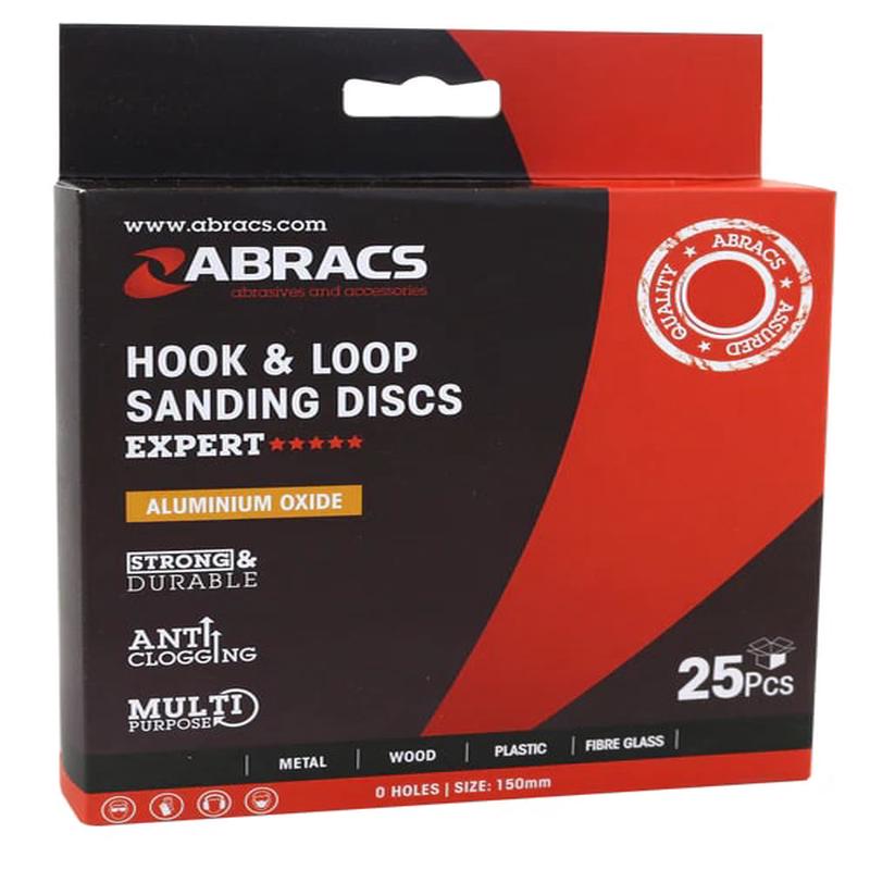 Abracs Hook & Loop Disc, 150mm x 80G - 6 Holes - Pack of 25
