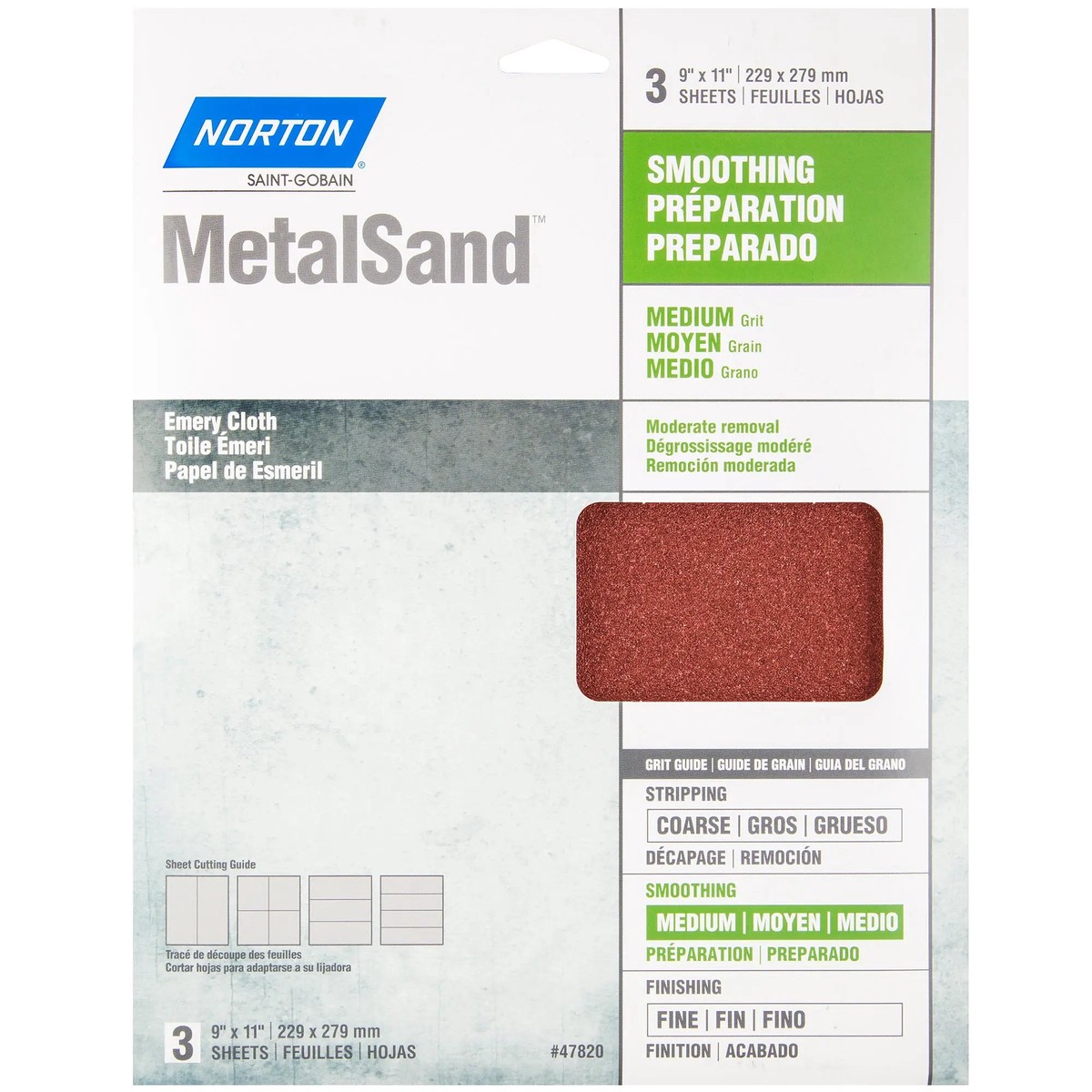 Medium Grit Cloth Sheet, (3/Pack)