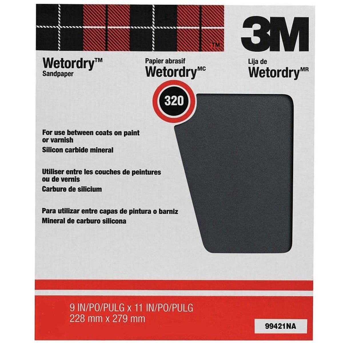 Wet Or Dry- Sandpaper- 320 Grit- 9" x 11" Sheet