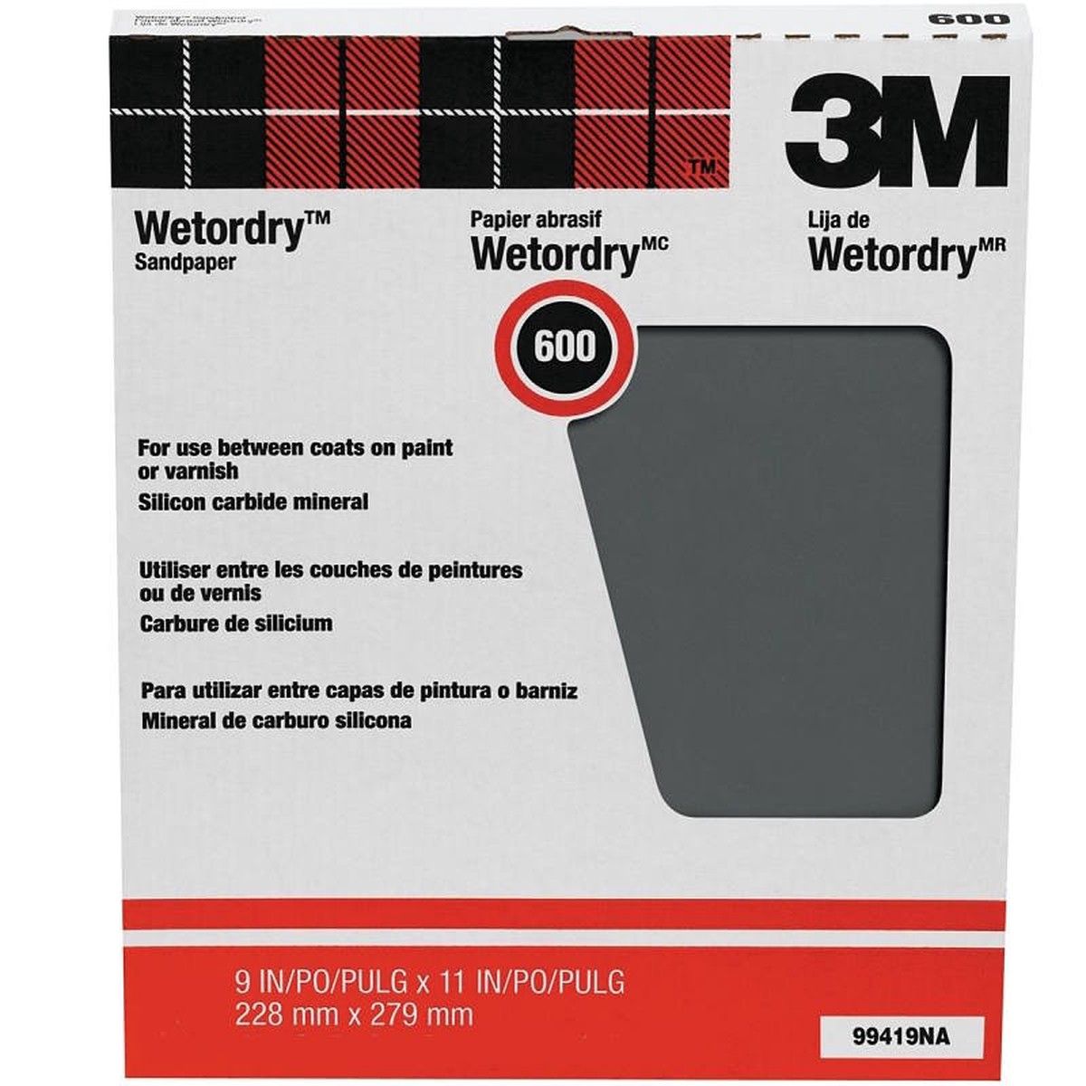 Wet Or Dry- Sandpaper- 600 Grit- 9" x 11" Sheet