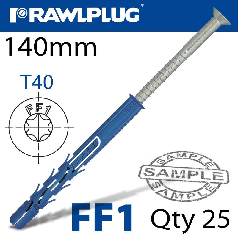 RAWLPLUG NYL FRAME FIXING ZP + CSK SCREW 9.8MMX140MM X25 -BOX RAW R-FF1-N-10L140