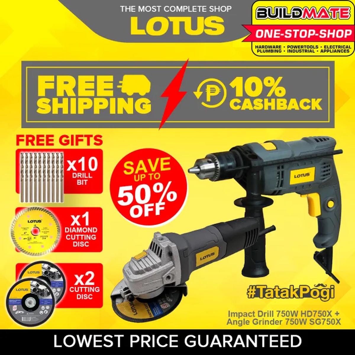 [COMBO] SALE LOTUS TATAKPOGI Impact Hammer Drill & Angle Grinder HD750X + SG750X BUILDMATE LPT