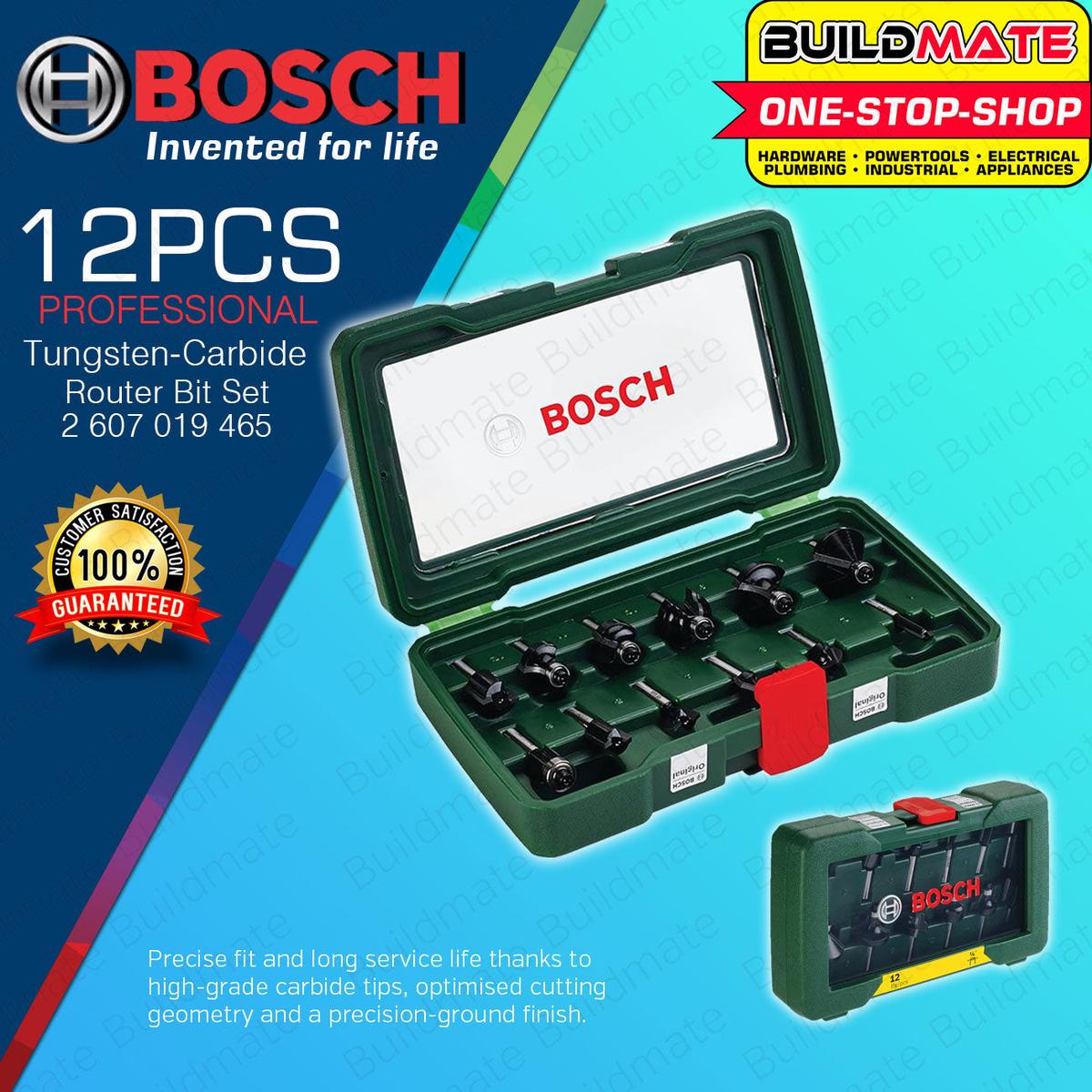 (12PCS) BUILDMATE Router Bit Set 1/4" Inch Shank for Handheld Routers & Palm Trimmers 2607019465 BAX
